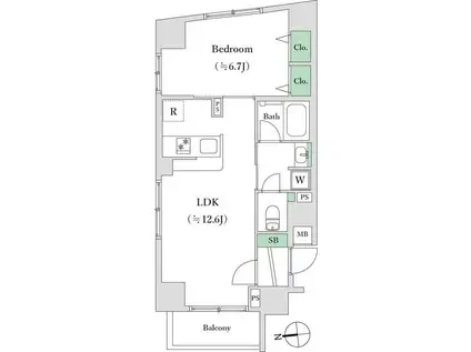 アイルイムーブル浅草(1LDK/10階)の間取り写真