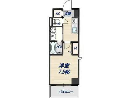 ロイヤルパークヒルズうめきた(1K/4階)の間取り写真