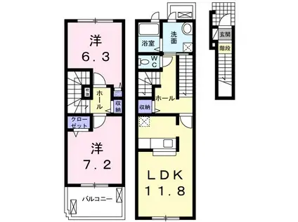 リバーベルA(2LDK/2階)の間取り写真