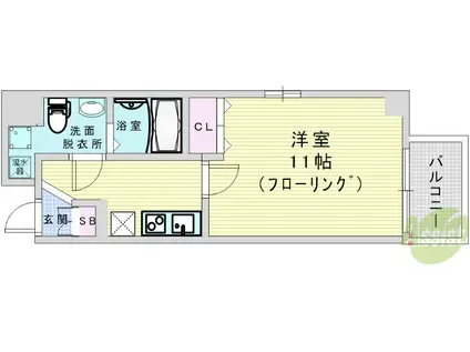 セレブコート梅田(1K/2階)の間取り写真