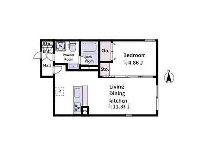 ALATO OYAMA(1LDK/3階)の間取り写真