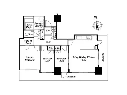 リエトコートアルクスタワー(2LDK/12階)の間取り写真