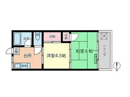 ヒルズ梶山(2K/2階)の間取り写真