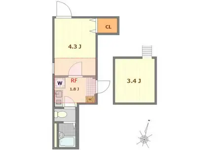 ノーザンロード志茂(1K/3階)の間取り写真