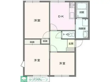 ラフォーレ羽生東A棟(3DK/2階)の間取り写真