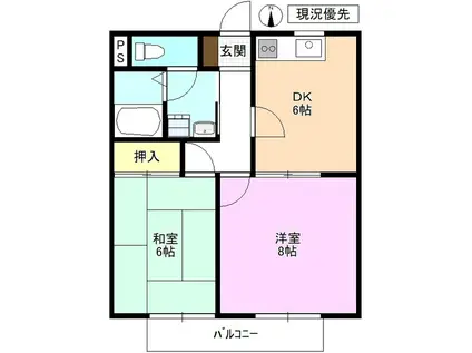 T・ハイツ中之条(2DK/2階)の間取り写真