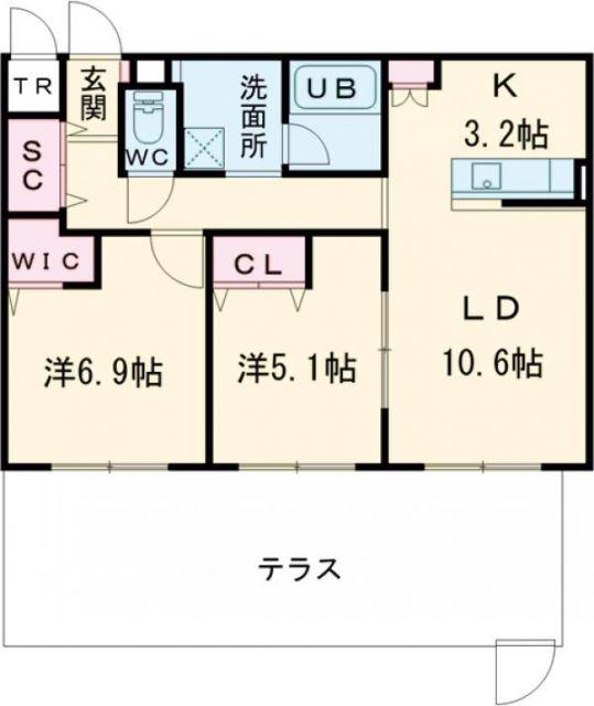 ジュノール千歳真々地(2LDK/1階)の間取り写真