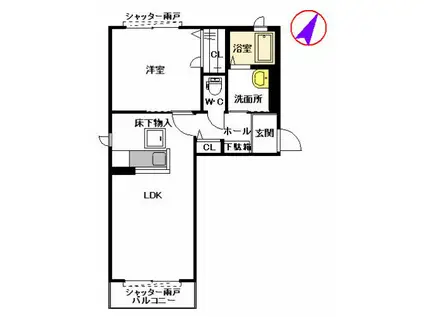 クラヴィエ・Y(1LDK/1階)の間取り写真