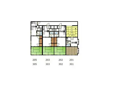 ニュービレッジ三高(2K/3階)の間取り写真