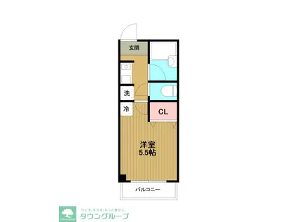 タミーハイツ本厚木(1K/2階)の間取り写真