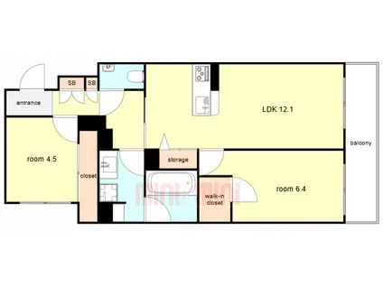 SHAMAISON GARDENS 旭が丘II(2LDK/2階)の間取り写真