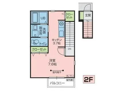 ル・スーヴニール(1K/2階)の間取り写真