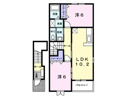 ファミリアI(2LDK/2階)の間取り写真