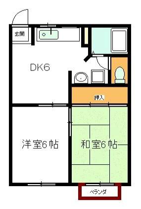 マルベリーハウス(2DK/2階)の間取り写真