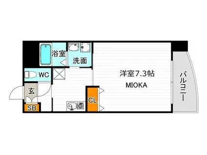 ヴィラージュ田辺(1K/5階)の間取り写真