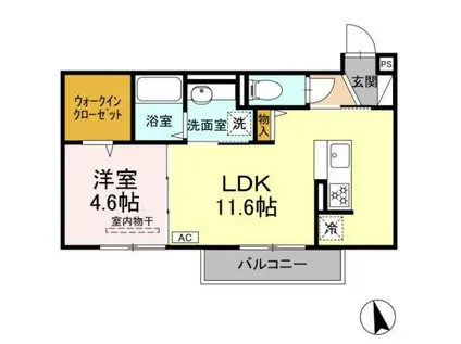 メゾングランレーヴ B棟(1LDK/3階)の間取り写真