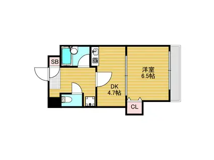 メゾン恒悦(1DK/6階)の間取り写真