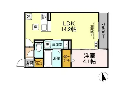 D-HILLS下池川町(1LDK/1階)の間取り写真