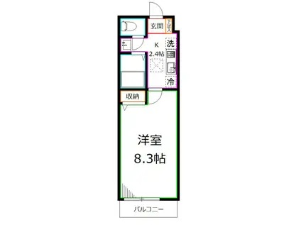 アクアプレイス武蔵小金井(1K/1階)の間取り写真