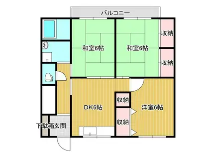 セジュール寿B棟(3DK/2階)の間取り写真