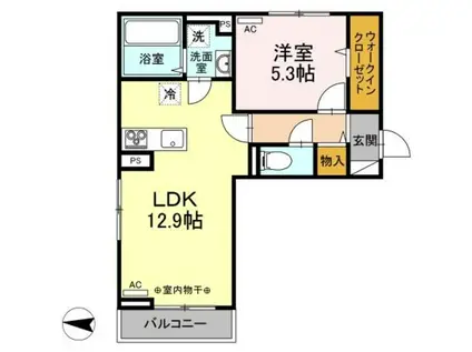 アクシス西本町(1LDK/3階)の間取り写真