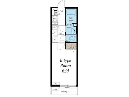 リブリ・三鷹ザ・テラス(1K/1階)の間取り写真