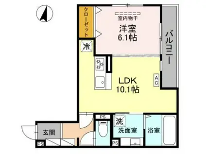 トリシア武庫川(1LDK/2階)の間取り写真