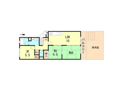 サニーハウス岡本(3LDK/1階)の間取り写真