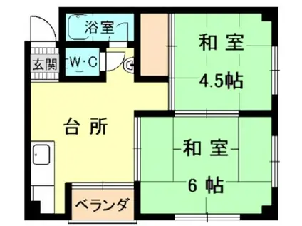 中野マンション(2DK/4階)の間取り写真