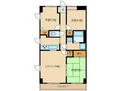 ヴァン・クレール(3LDK/3階)の間取り写真