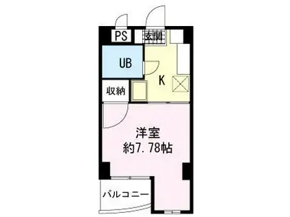 若文ビル(1K/4階)の間取り写真