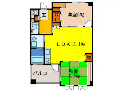 アビタシオンさくら(2LDK/6階)の間取り写真