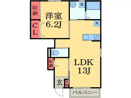 M&M壱号館(1LDK/1階)の間取り写真