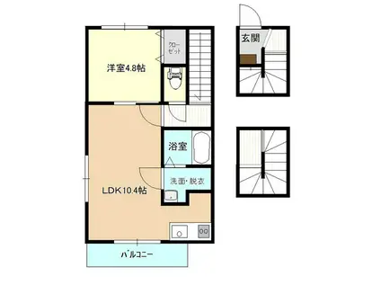 テゾーロ上堂C棟(1LDK/3階)の間取り写真