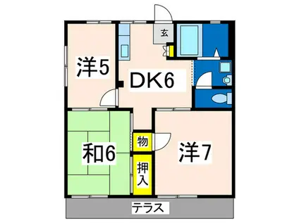 ファミールヨシ(3DK/1階)の間取り写真