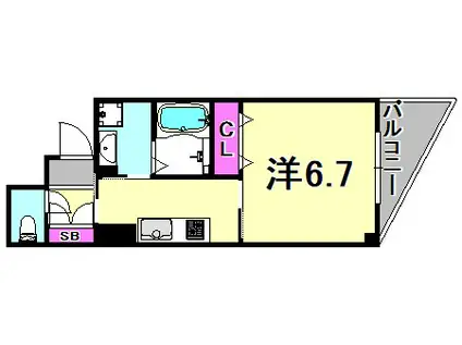 MOTORIA(1K/2階)の間取り写真