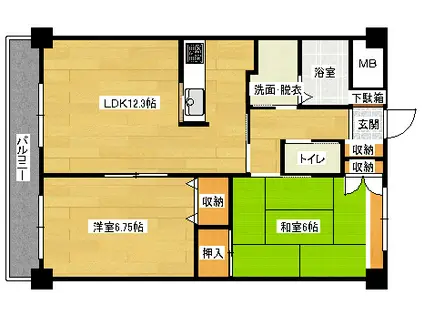 ミニヨンフルールAWA(2LDK/1階)の間取り写真