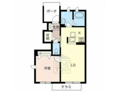 VORTE GARDEN 豊中B棟(1LDK/1階)の間取り写真