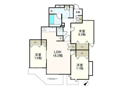 アーバネックス武蔵野(3LDK/1階)の間取り写真