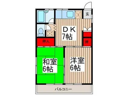 コーポ石川(2DK/2階)の間取り写真