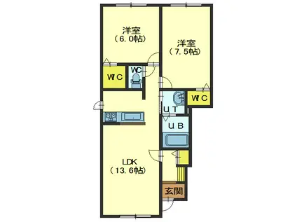 ゆめーるまとばI(3LDK/1階)の間取り写真