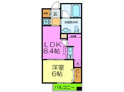 QUATRE SAISON(1LDK/7階)の間取り写真