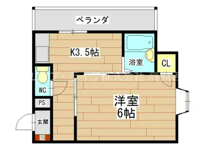 メゾン芥川(1K/1階)の間取り写真
