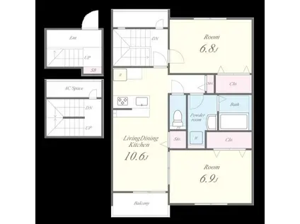 FAMILLE SAYANO(2LDK/3階)の間取り写真