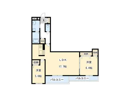 ティヨール(2LDK/3階)の間取り写真