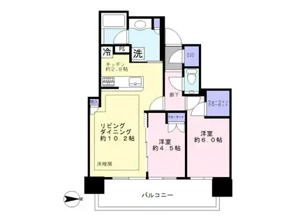 シティタワー国分寺ザ・ツイン イースト(2LDK/22階)の間取り写真