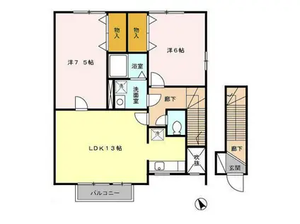 カーサクイントC(2LDK/2階)の間取り写真