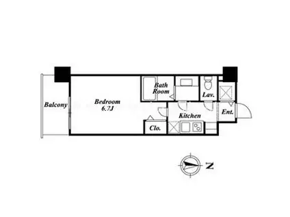 ドゥーエ蒲田(1K/6階)の間取り写真