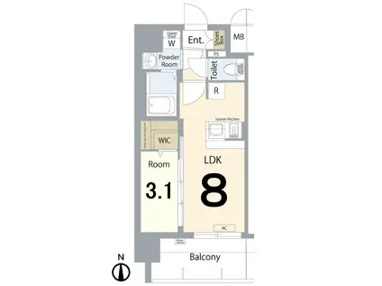 エスプレイス名古屋神宮前(1LDK/4階)の間取り写真