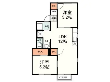 グリーンハイツ押切A(2LDK/2階)の間取り写真